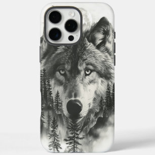 Coque iPhone 16 Pro Max Wolf apparaît dans les montagnes brumeuses de l'au
