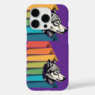 Coque iPhone 16 Pro Wolf Breaking Through Color Stripes – Bold Graphic