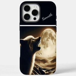 Coque iPhone 16 Pro Max Wolf Howling à la Pleine lune