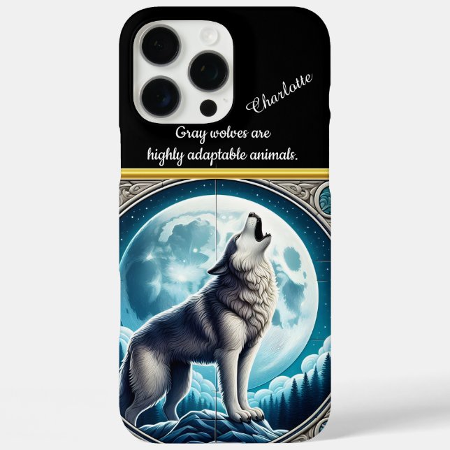 Coques Case-Mate iPhone Wolf Howling à la Pleine lune à la nuit (Verso)