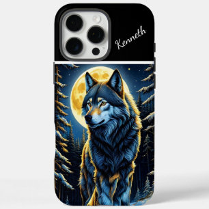 Coque iPhone 16 Pro Max Wolf Howling to Bright Moon