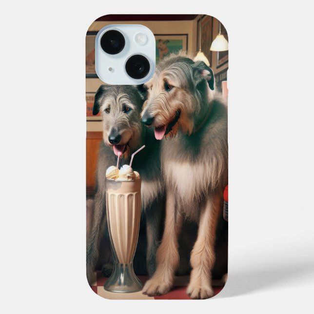 Coques Case-Mate iPhone Wolfhounds irlandais dans un dîner rétro (Verso)
