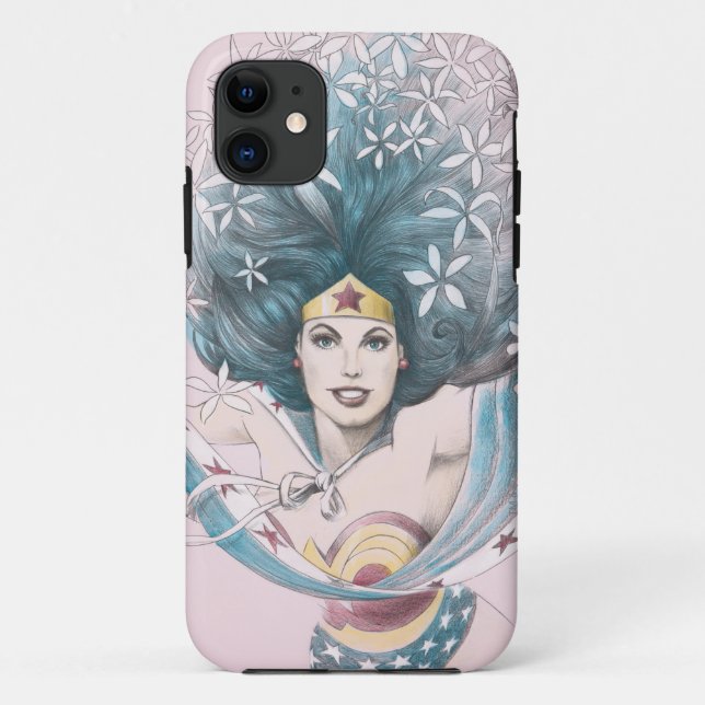Coques Case-Mate iPhone Wonder Woman and Flowers (Dos)