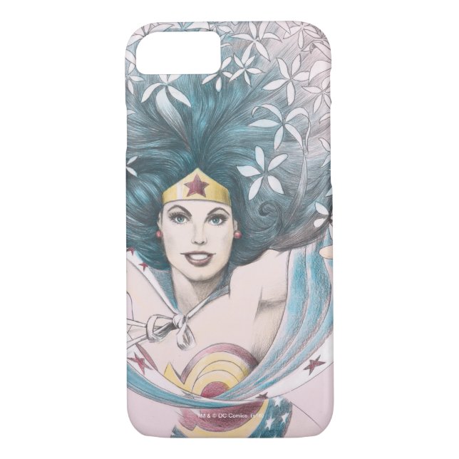Coques Case-Mate iPhone Wonder Woman and Flowers (Dos)