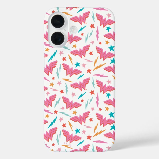 Coques Case-Mate iPhone Wonder Woman Logo Rose et Motif Éclair (Verso)