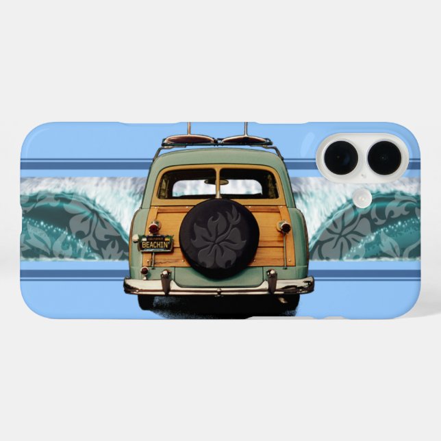 Coques Case-Mate iPhone Woody Wave Hawaiian Surf Illustration Coque-Mate i (Verso (horizontal))