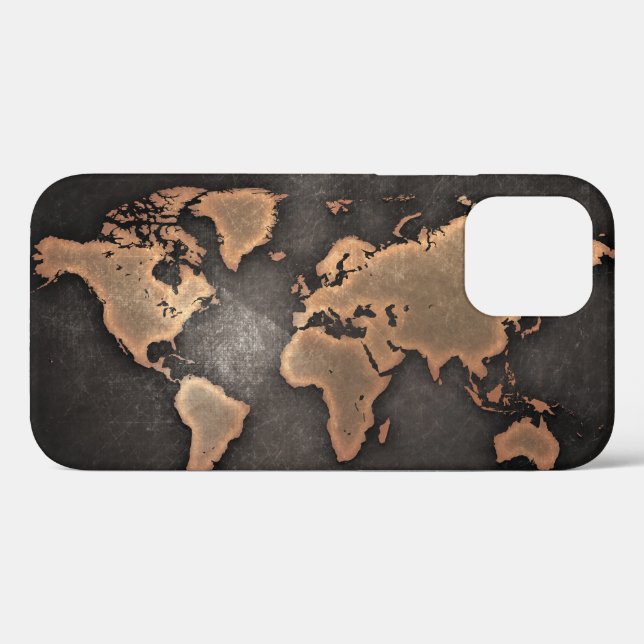 Coques Case-Mate iPhone World map leather geographical brown (Verso (horizontal))
