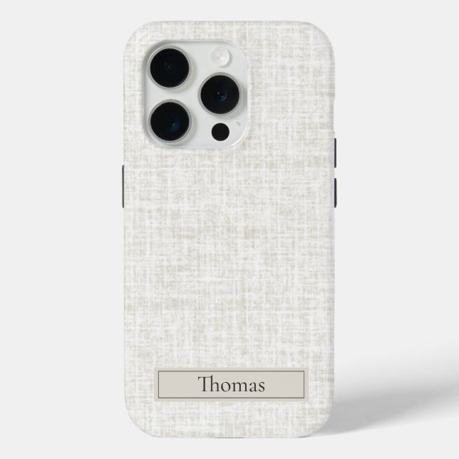 Coques Case-Mate iPhone Woven Linen in Natural Brown with Name (Verso)