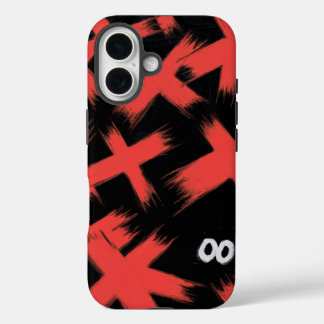 Coque Pour iPhone 16 "X rouges sur noir avec yeux cachés"