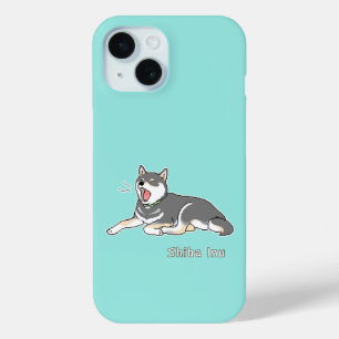 Coque Case-Mate iPhone Yawning Black & Tan Shiba Inu Pixelart