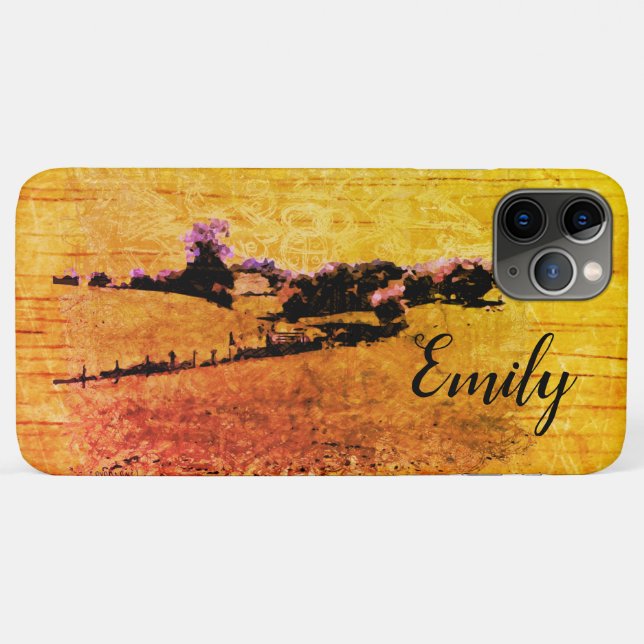 Coques Case-Mate iPhone Yello Countryside Doodle & your name (Dos (Horizontal))