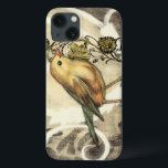 Etui iPhone Case-Mate Yellow and Green Bird on Vintage Background<br><div class="desc">This mix of painting and sketching portrays a close-up of a yellow and green bird on a simple black and beige background. The white lines in the background add a vintage tone. This image would fit perfect on any customizable Zazzle produit.</div>