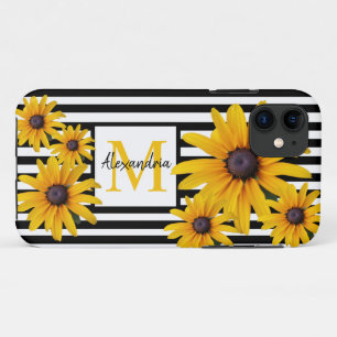 Case-Mate iPhone Case Yellow BlackEyed Susan Photo Monogramme Black Stri