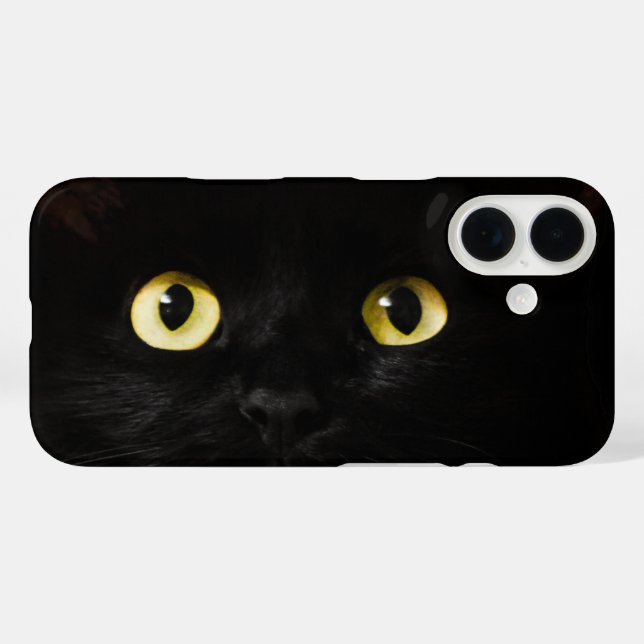 Coques Case-Mate iPhone Yellow Cat Eyes, Chat noir (Verso (horizontal))