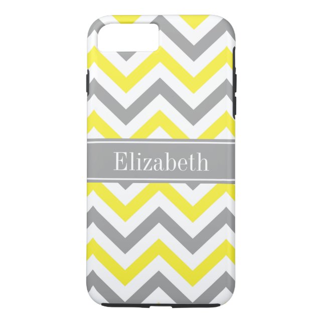 Coques Case-Mate iPhone Yellow Dk Gray White LG Chevron Gray Nom Monogram (Dos)
