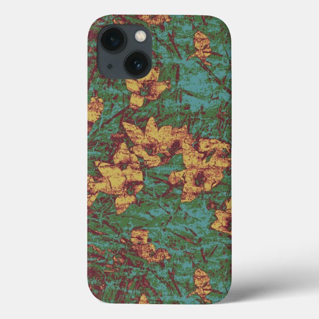 Coques Case-Mate iPhone Yellow flower against leaf camouflage pattern 2 (Verso)
