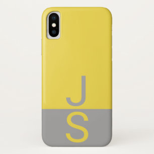 Case-Mate iPhone Case Yellow & Grey Modern Initials monogram