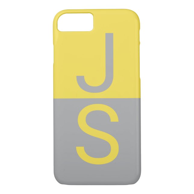 Coques Case-Mate iPhone Yellow & Grey Modern Initials monogram (Dos)