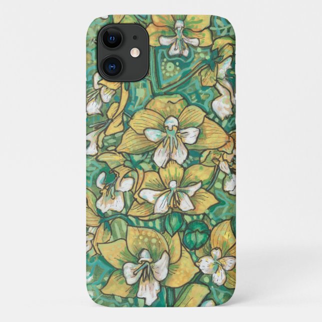 Coques Case-Mate iPhone Yellow Orchid Tropical Flowers Floral Painting (Dos)
