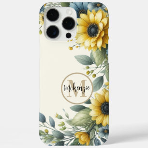 Coques iPhone 16 Pro Max Yellow Sunflower Boho Bohemian Monogramme