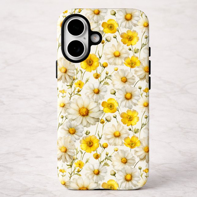 Coques Case-Mate iPhone Yellow Watercolor Wildflower Pattern  (Créateur téléchargé)