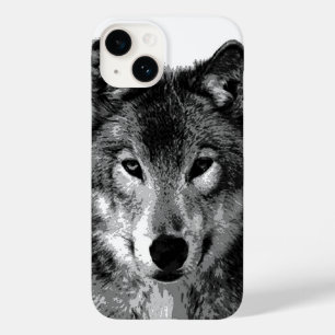 Coque Pour iPhone 14 Yeux de loup noir et blanc