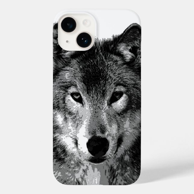 Coques Case-Mate iPhone Yeux de loup noir et blanc (Verso)
