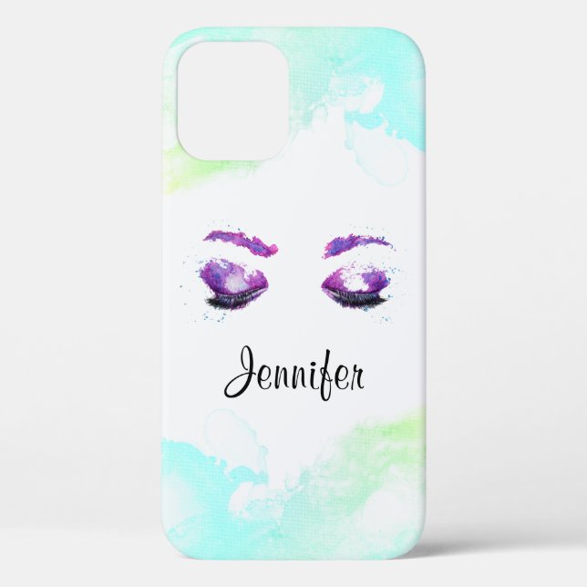 Coques Case-Mate iPhone Yeux violets glamour & sourcils aquarelle  (Verso)