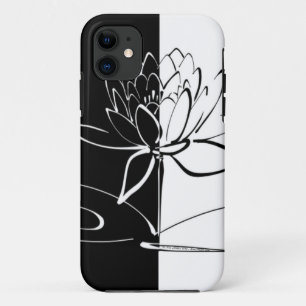 Coque iPhone 11 Yin Yang Fleur de Lotus Noir et Blanc