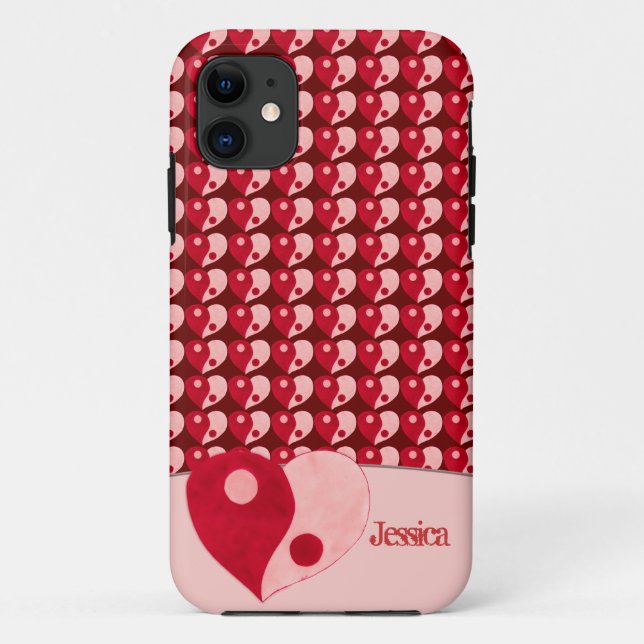 Coques Case-Mate iPhone Yin Yang Heart (Rouge/Rose) (Dos)