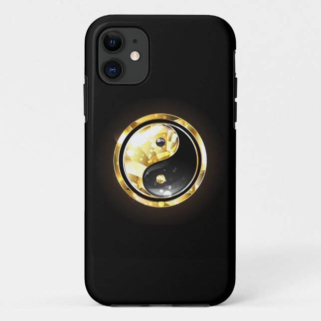 Coques Case-Mate iPhone Yin Yang or sur noir (Dos)