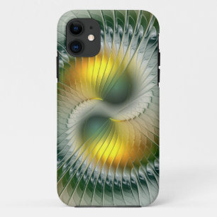 Case-Mate iPhone Case Yin Yang Vert Jaune Abstrait Fractal Coloré
