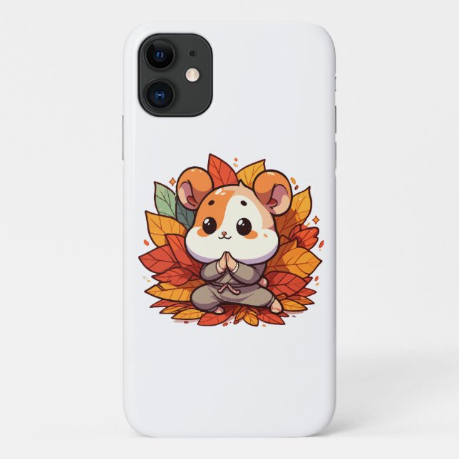 Coques Case-Mate iPhone Yoga de hamster automnal kawaii (Dos)