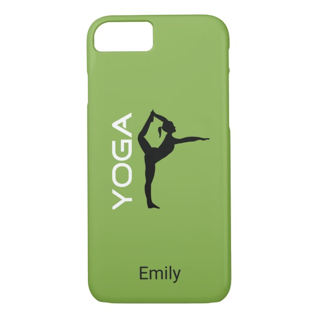 Coques Case-Mate iPhone Yoga Pose Silhouette sur Vert Personnalisé (Dos)