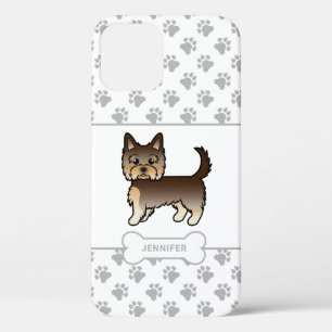 Case-Mate iPhone Case Yorkie au Chocolat Avec Pattes, Os de Chien & Nom