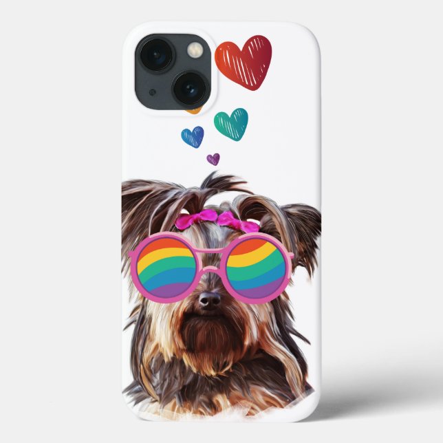 Coques Case-Mate iPhone Yorkie Chien avec Coeurs Saint-Valentin (Verso)