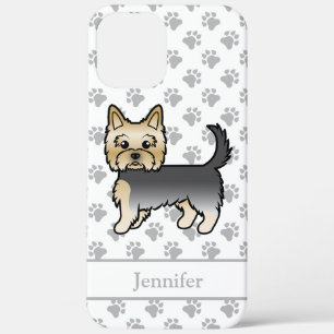 Case-Mate iPhone Case Yorkshire Terrier de dessin animé bleu et or & nom