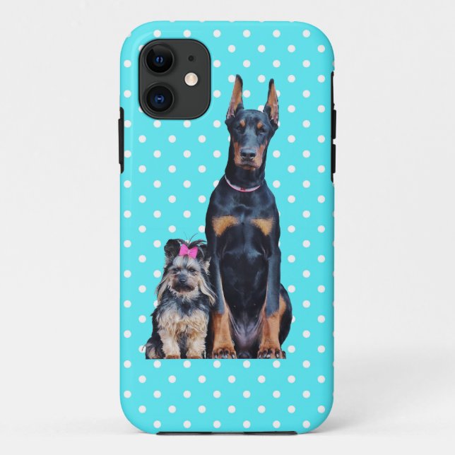 Coques Case-Mate iPhone Yorkshire Terrier Doberman Pois bleus (Dos)