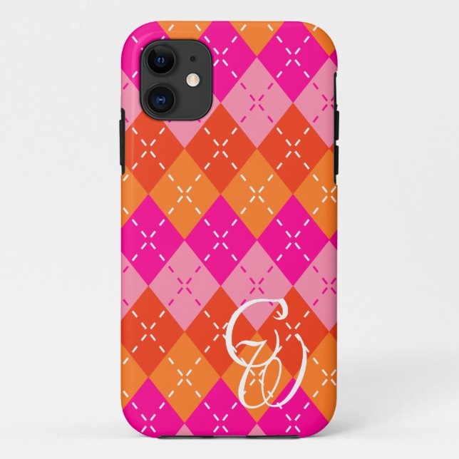 Coques Case-Mate iPhone Yuppie Preppy Sporty Jacquard rose et orange (Dos)