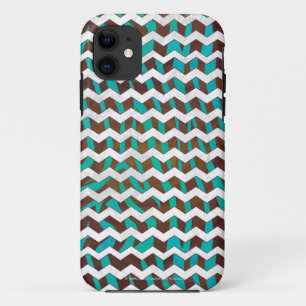 Etui iPhone Case-Mate Zebra Chevron Impression Brown et Turquoise