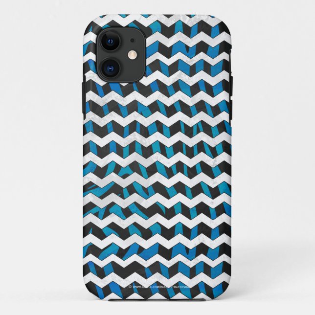 Coques Case-Mate iPhone Zebra Chevron noir et bleu (Dos)