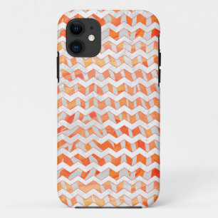 Coques Pour iPhone Zebra Chevron orange et blanc
