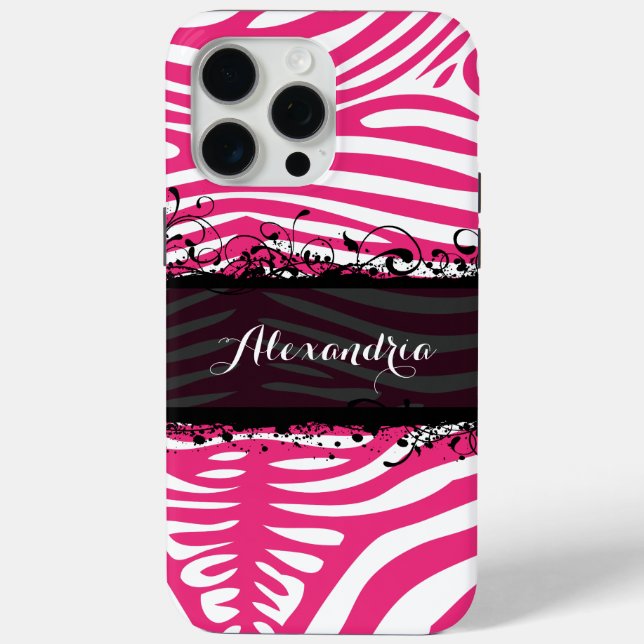 Coques Case-Mate iPhone Zebra Lovers Motif rose et noir (Verso)