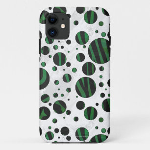 Coque Case-Mate iPhone Zebra noir et vert Polka point