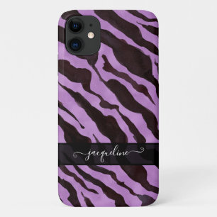 Case-Mate iPhone Case Zebra Skin Motif Purple Black Modern Chic Nom