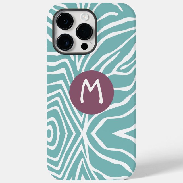 Coques Case-Mate iPhone Zebra Stripe N'importe quelle couleur Monogramme i (Verso)
