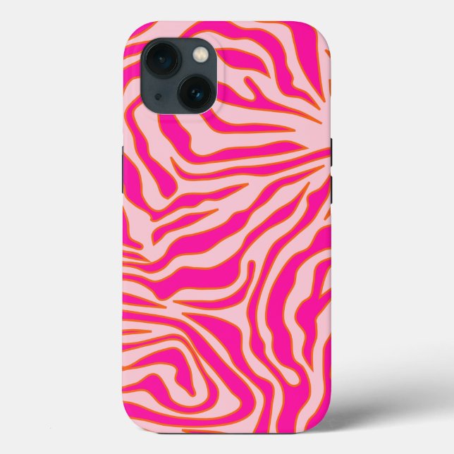 Coques Case-Mate iPhone Zebra Stripes rose Orange Poster de animal sauvage (Verso)