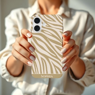 Coque Pour iPhone 16 Zèbre - Beige-Imprimé