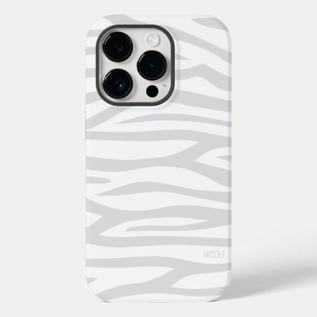 Coques Case-Mate iPhone Zèbre blanc gris moderne Impression personnalisée (Verso)