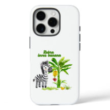 Zèbre de dessin animé près d'un bananier